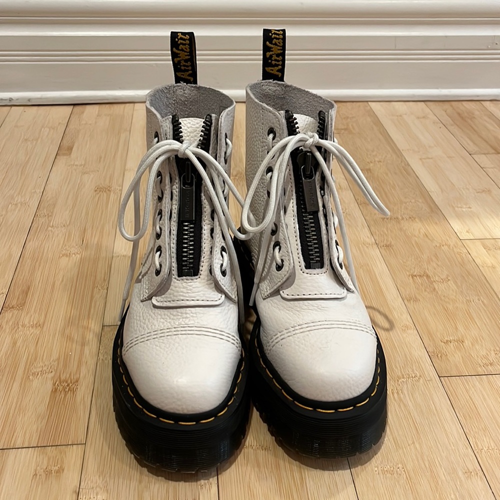 Dr. Martens Sinclair Zip Front Boots - White Platform size 7